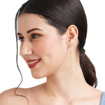 Real Gold Plated Gold Z Star Chain Long Drop Earrings