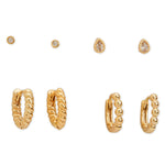 Real Gold Plated Gold 8 Sparkle Stud And Hoop Earring Set