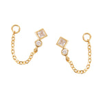 Real Gold Plated Gold Z Sparkle Chain Earrings