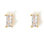 Real Gold Plated Gold Z Sparkle Baguette Studs Earring