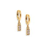 Real Gold Plated Gold Z 2 Sparkle Baguette Drop Hoop Earrings