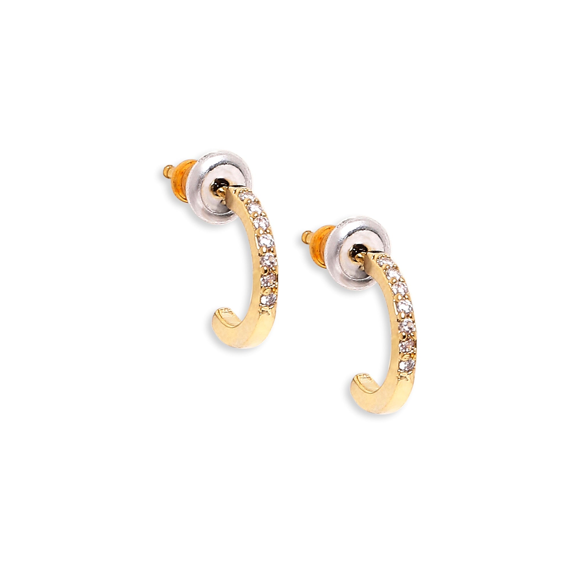 Real Gold Plated Gold Z 2 Sparkle Baguette Drop Hoop Earrings