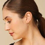 Real Gold Plated Gold Z 2 Sparkle Baguette Drop Hoop Earrings