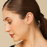 Real Gold Plated Gold Z 2 Sparkle Baguette Drop Hoop Earrings