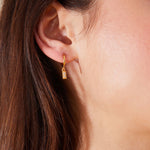 Real Gold Plated Gold Z 2 Sparkle Baguette Drop Hoop Earrings