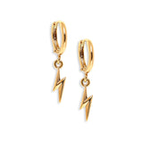 Real Gold Plated Gold Z 2 Sparkle Celestial Charm Huggies Hoop Earring