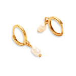 Real Gold Plated Pink Z 3 Pearl Rose Quartz Earring Set-Healing Stone