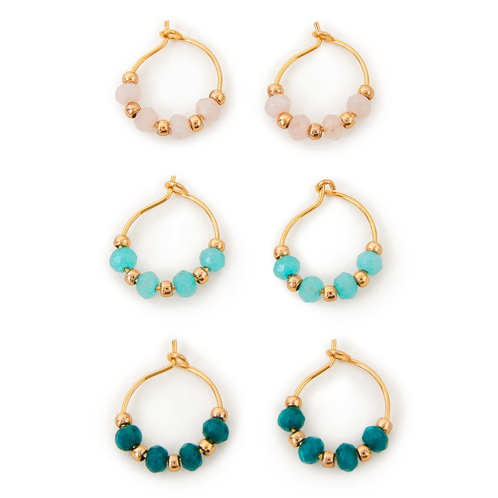 1pair Zinc Alloy Delicate Minimalist Small Beaded Hoop Earrings In Contrast  Colors | SHEIN USA