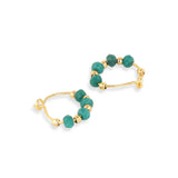 Real Gold Plated Gold Z 3 Mixed Healing Stone Bead Hoops Earring
