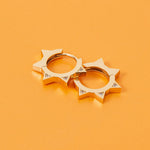 Real Gold Plated Gold Z Sparkle Spike Huggies Hoop Earring