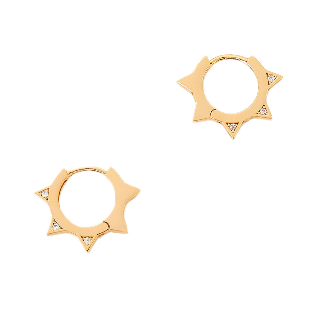 Real Gold Plated Gold Z Sparkle Spike Huggies Hoop Earring