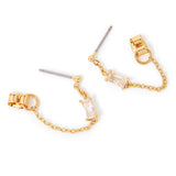 Real Gold Plated Gold Z Baguette Chain Earrings