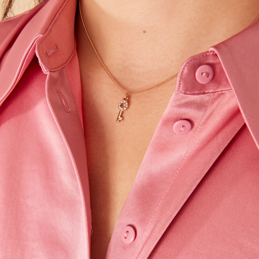 Accessorize London Women's Crystal Sparkle Key Pendant necklace