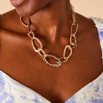 Accessorize London Women's Gold Textured irregular chain link collar necklace