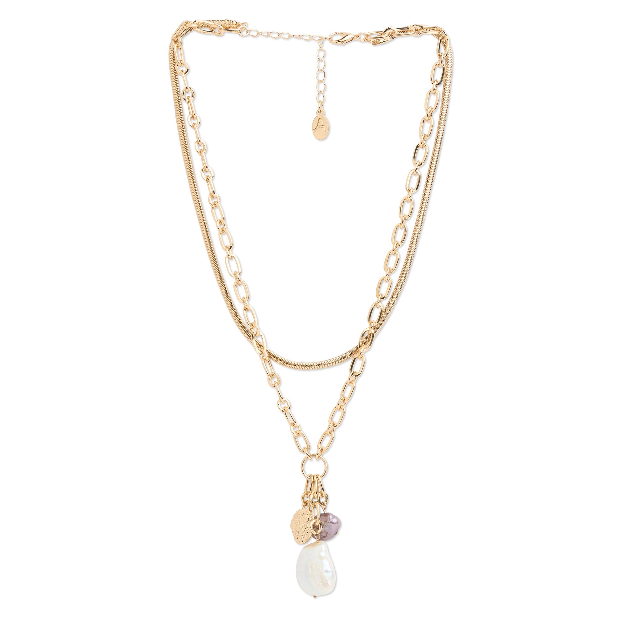 Accessorize London Women's Gold Layered Pearl Necklace Set Of 2
