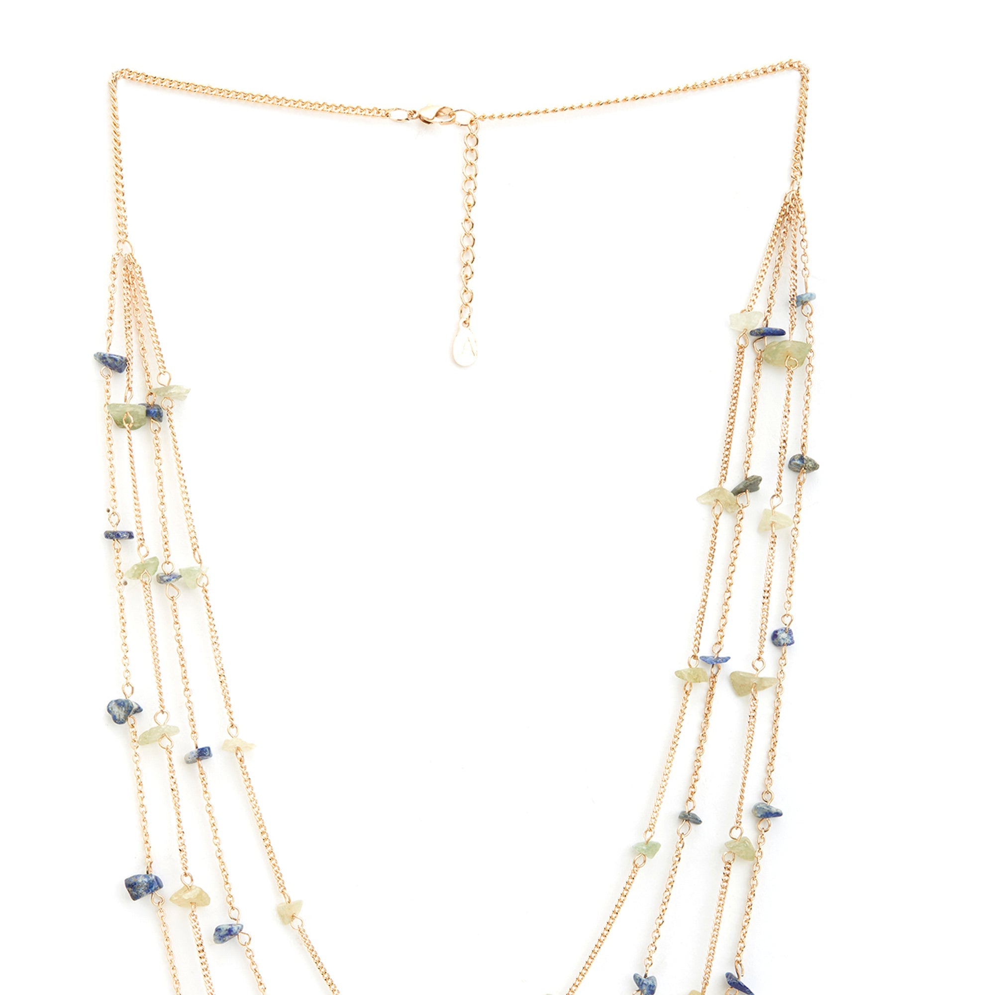 Accessorize London Women's Blue Layered Raw Stone Necklace