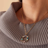 Accessorize London Women's Blue Eclectic Stone Circle Pendant Necklace