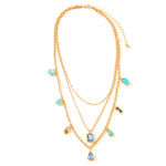 Accessorize London Women's Blue Layered Gem Charm Necklace