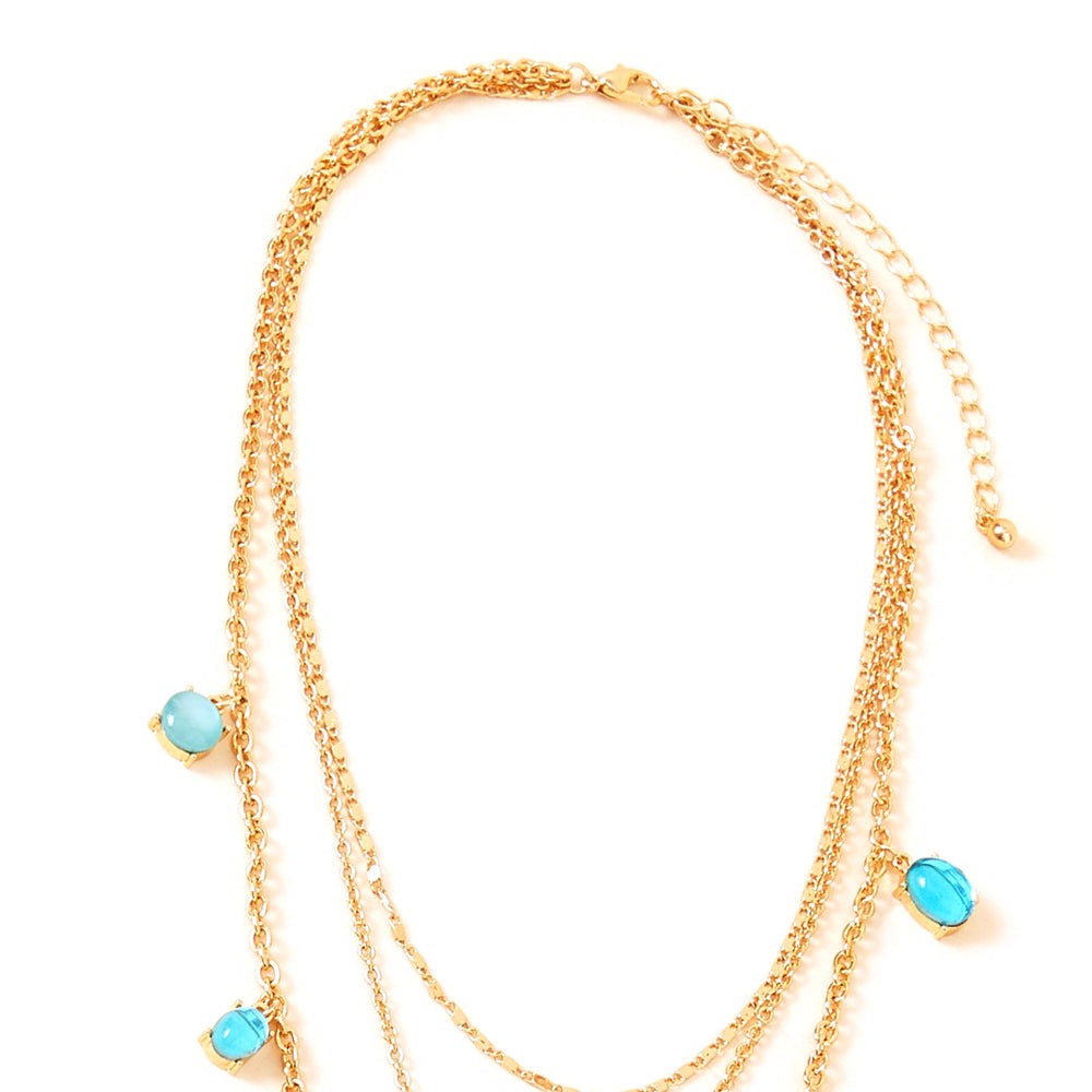 Accessorize London Women's Blue Layered Gem Charm Necklace