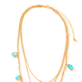 Accessorize London Women's Blue Layered Gem Charm Necklace