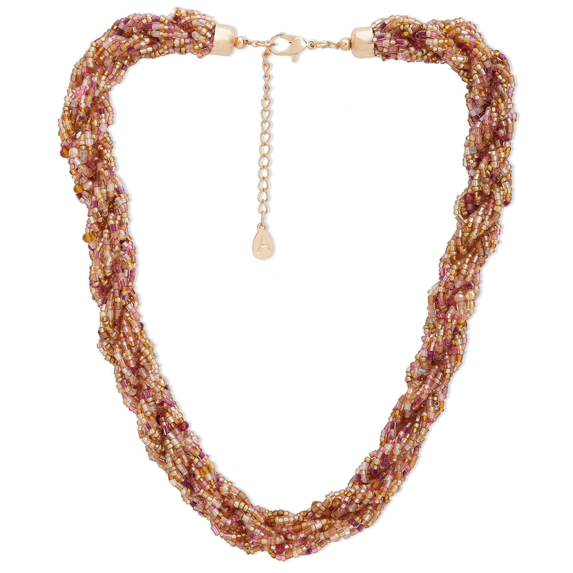 Accessorize London Women's Pink Twisted Beaded Necklace