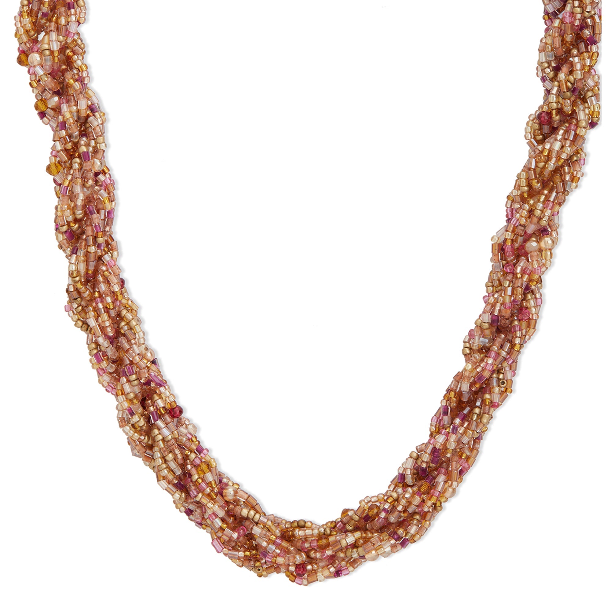 Accessorize London Women's Pink Twisted Beaded Necklace