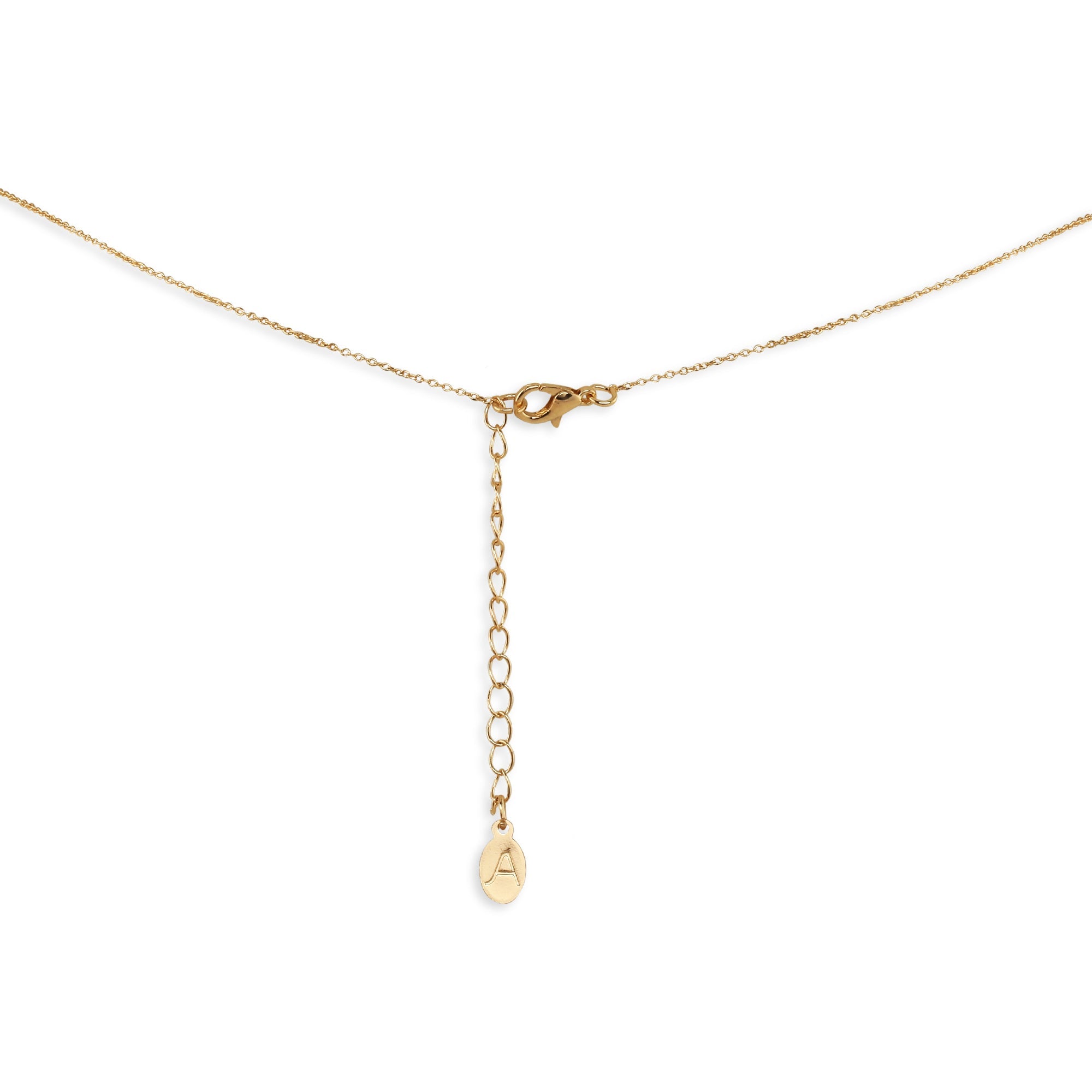 Bordered Gold Crystal Pendant Necklace