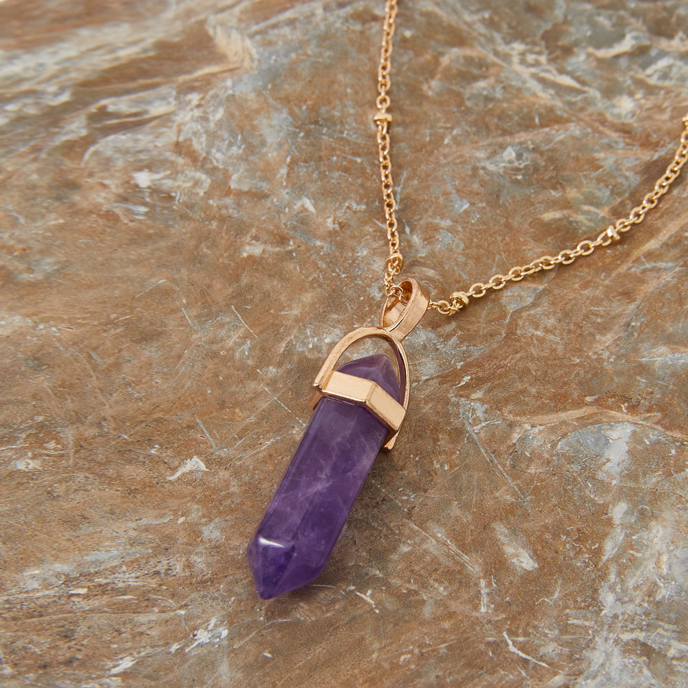Accessorize London Women's Semi-Precious Stone Pendant Necklace Purple