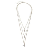 Accessorize London Women's Silver Set Of 3 Layered Charm Necklace