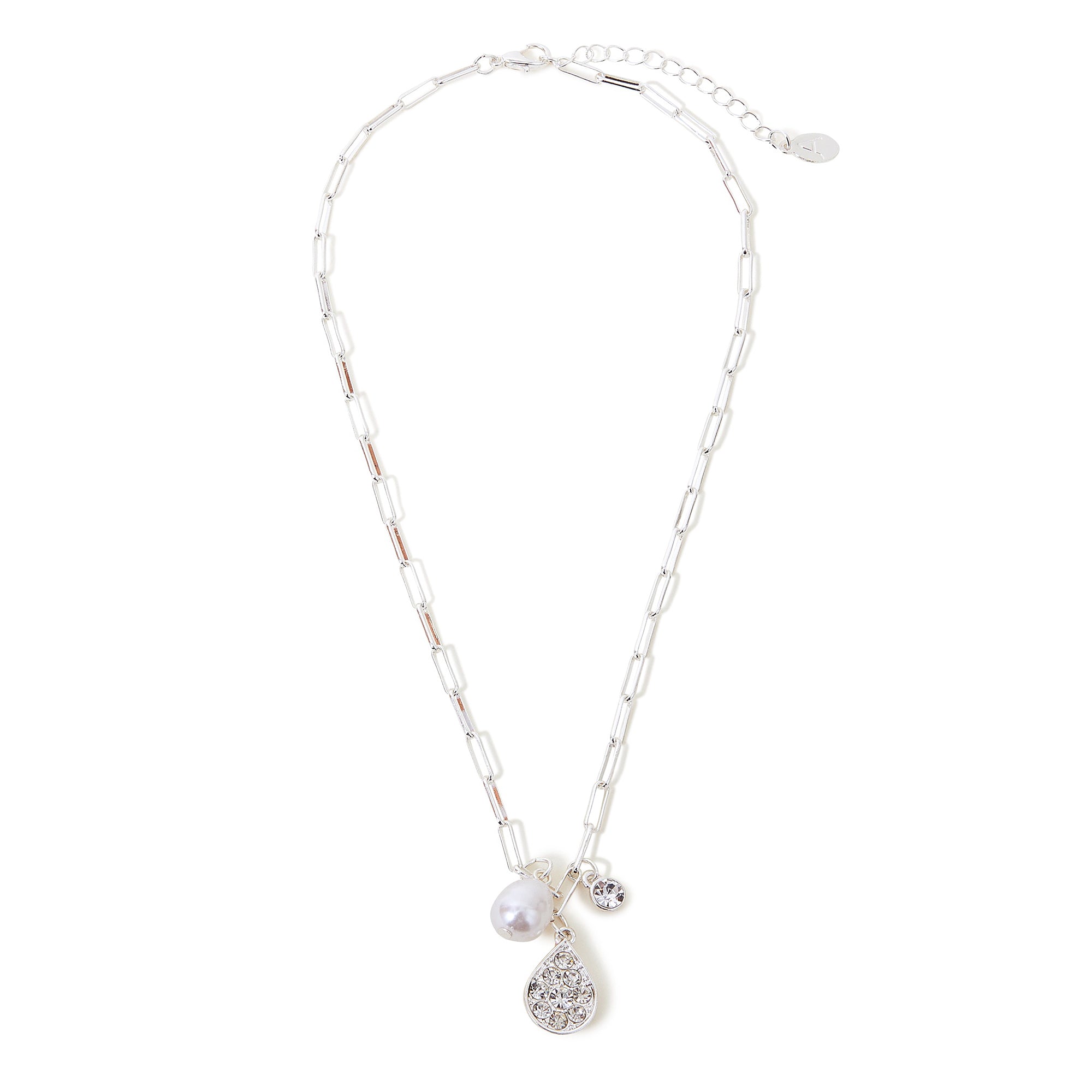 Accessorize London Women's Silver Filigree Drop Pendant Necklace