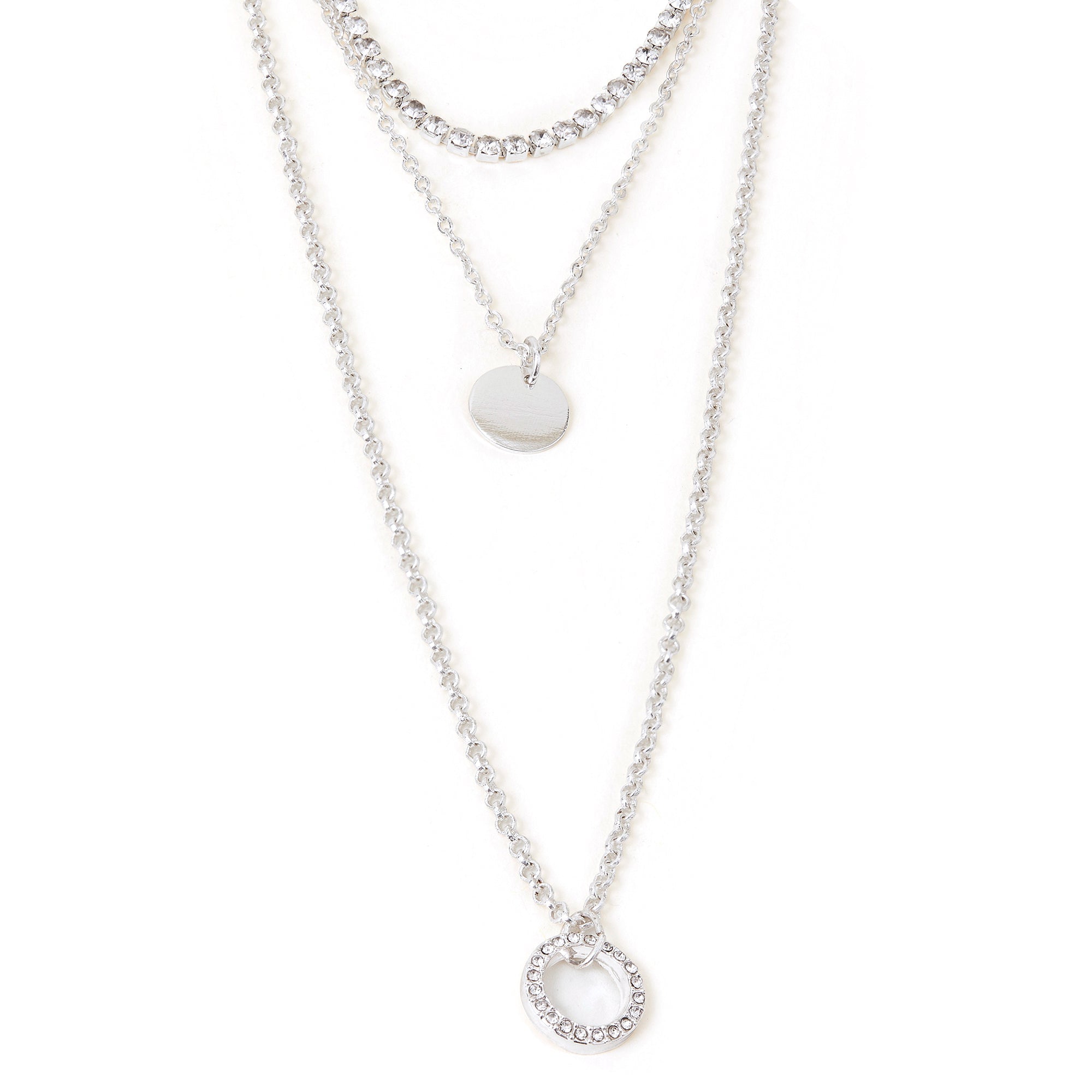 Accessorize London Women's Silver Set Of 3 Layered Circles Necklace