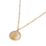 Accessorize London Women's Gold Moonstone Circle Leaf Pendant Necklace