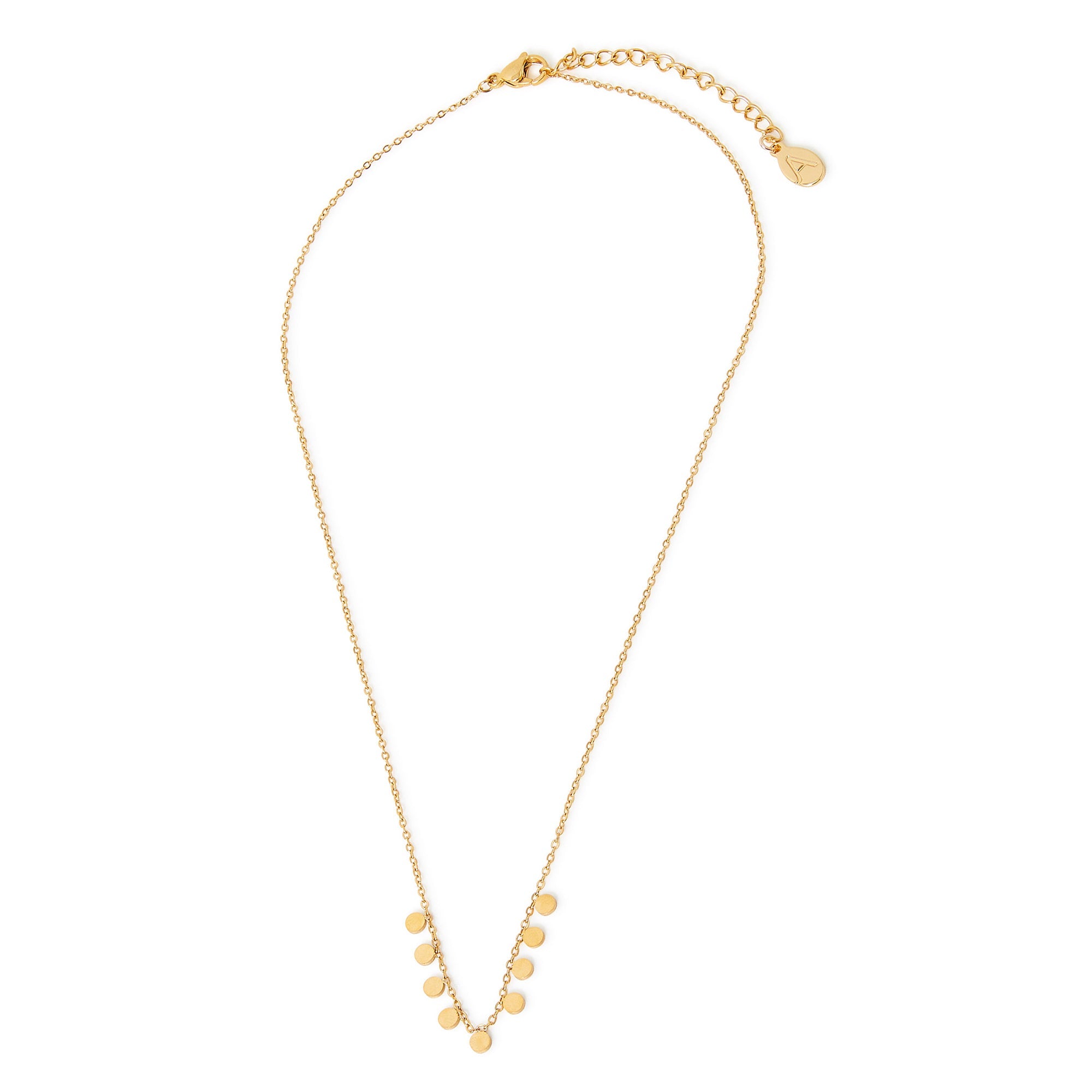 Accessorize London Women's Water Proof Gold Stainless Steel Tiny Disc Necklace