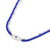 Accessorize London Women's Blue Beaded Evil Eye Twisted Chain Necklace