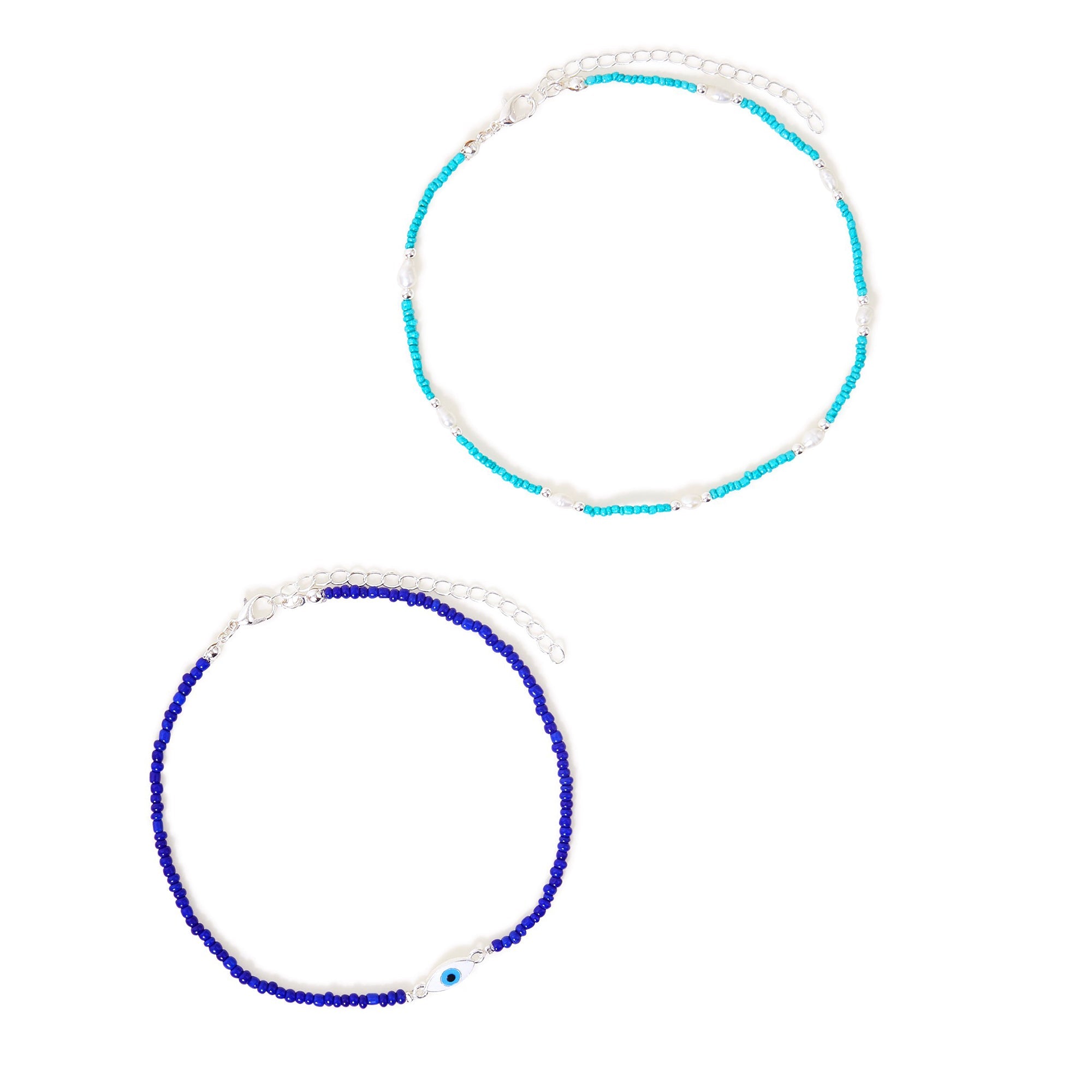 Accessorize London Women's Multi Beaded Evil Eye Choker Pack Of 2 Necklace