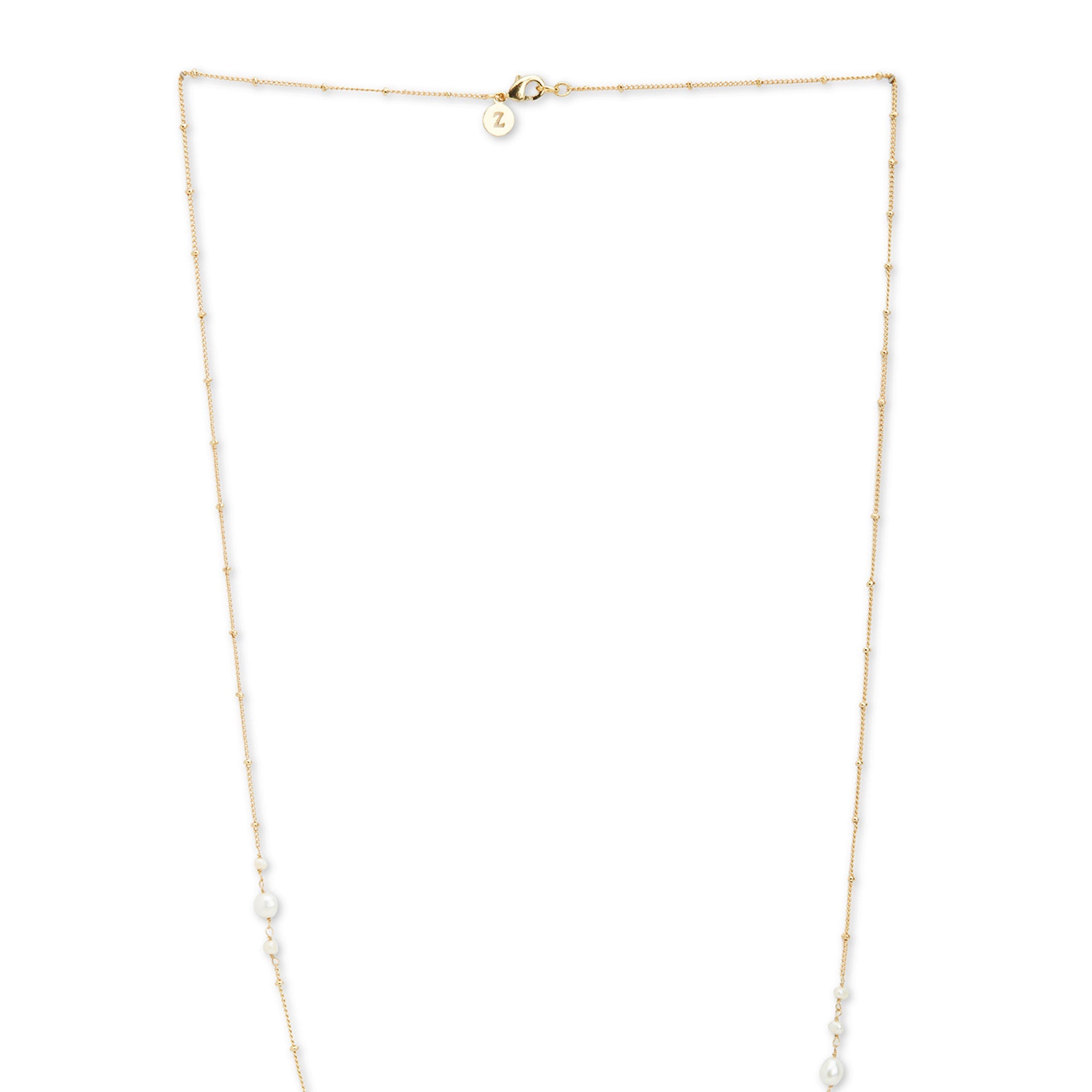 Real Gold Plated Pearl Z Pearl Long Necklace