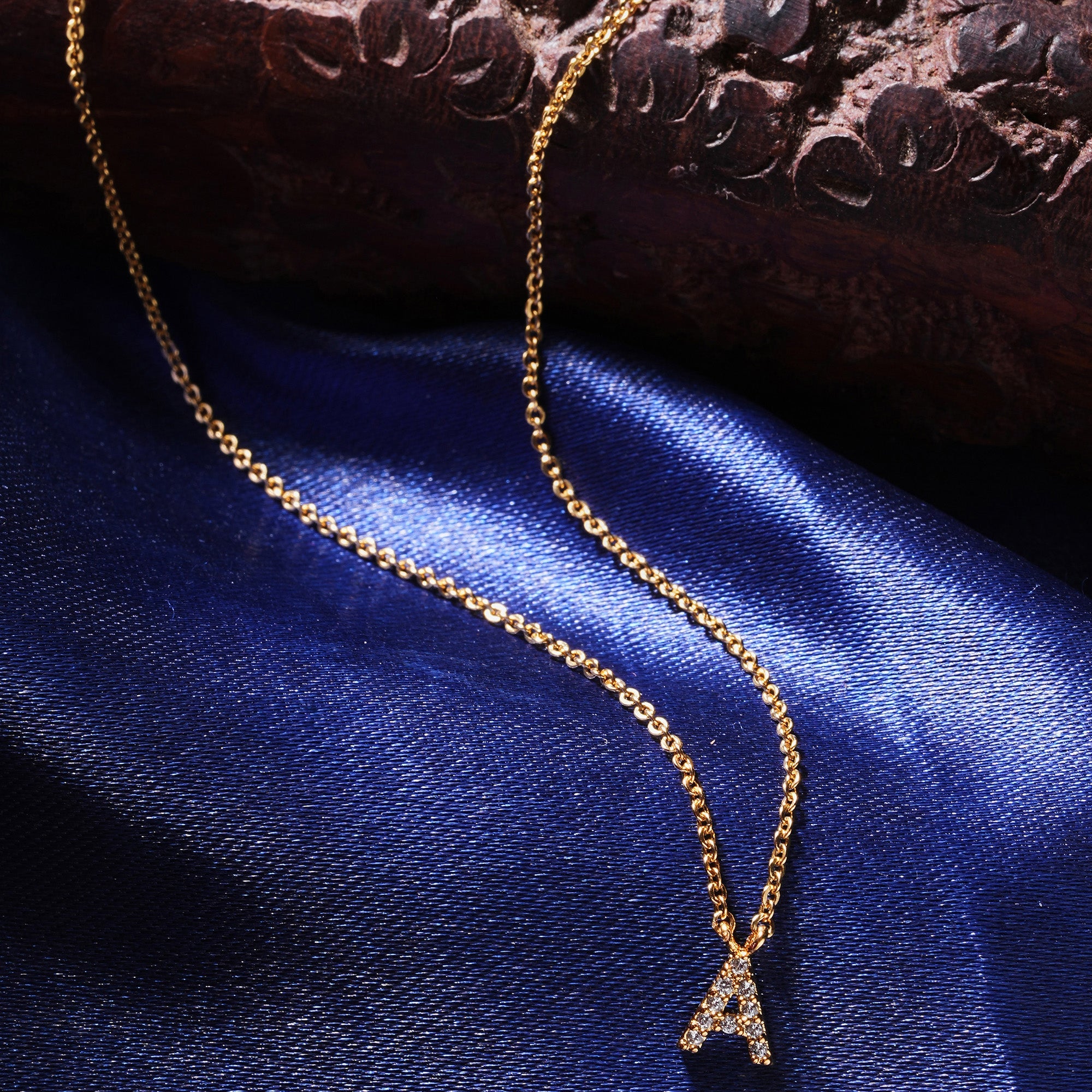 Real Gold Plated Gold Z Sparkle A Initial Pendant Necklace