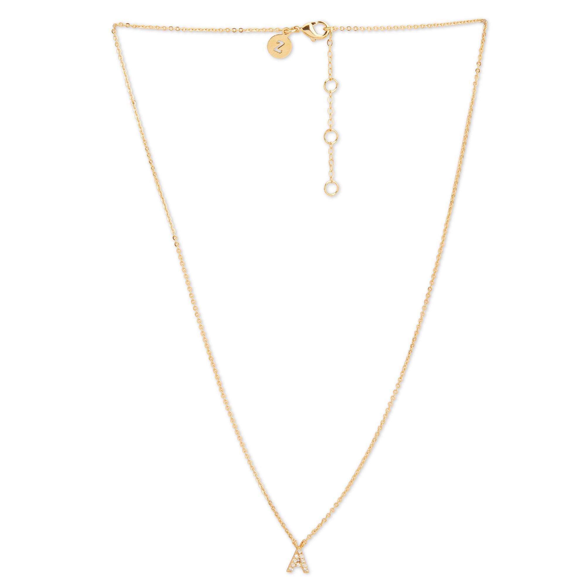 Real Gold Plated Gold Z Sparkle A Initial Pendant Necklace