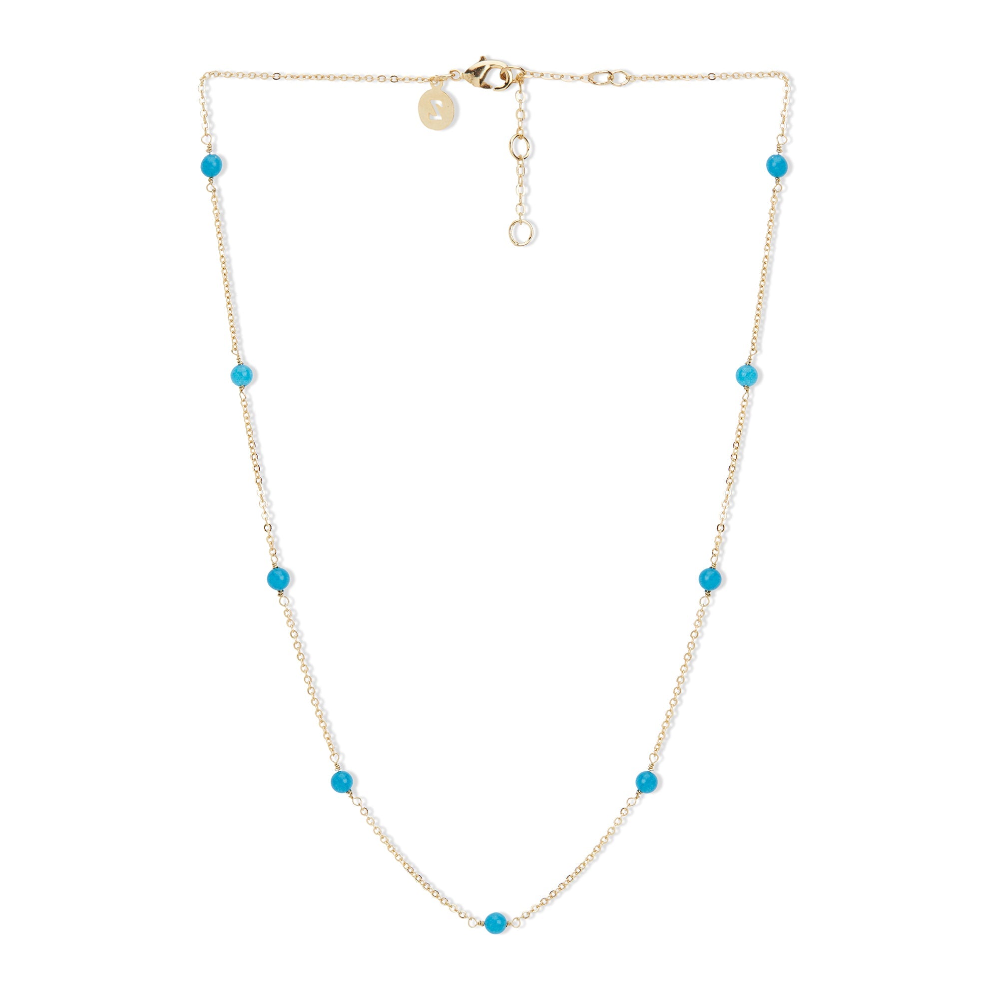 Turquoise Enamel Drop Station Necklace in 14kt Yellow Gold | Ross-Simons