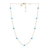 Real Gold Plated Blue Z Hs Station Bead Necklace Apatite