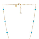 Real Gold Plated Blue Z Hs Station Bead Necklace Apatite