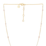 Real Gold Plated Pink Z Hs Station Bead Necklace Rose Quartz