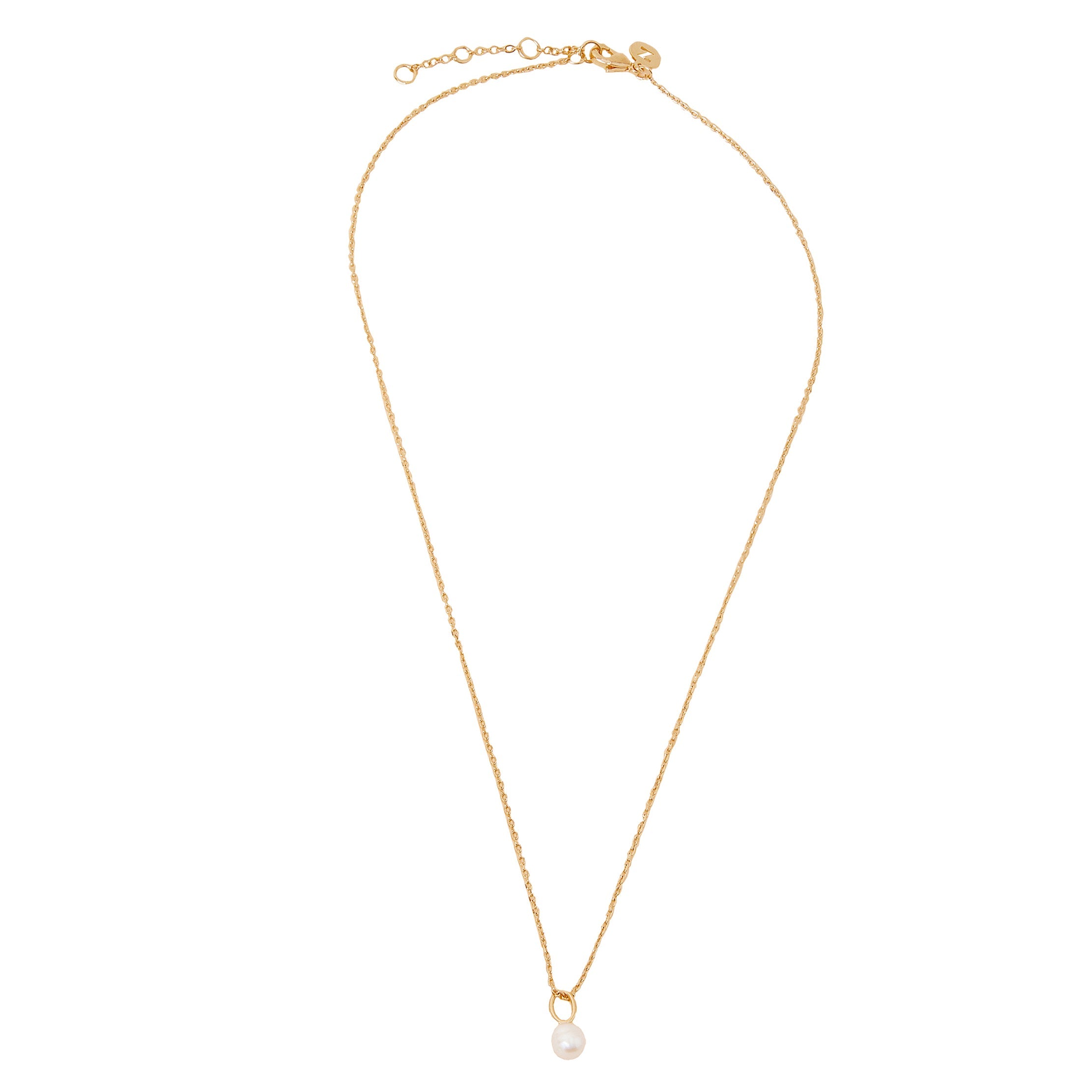 Real Gold Plated Z Delicate Pearl Pendant Necklace