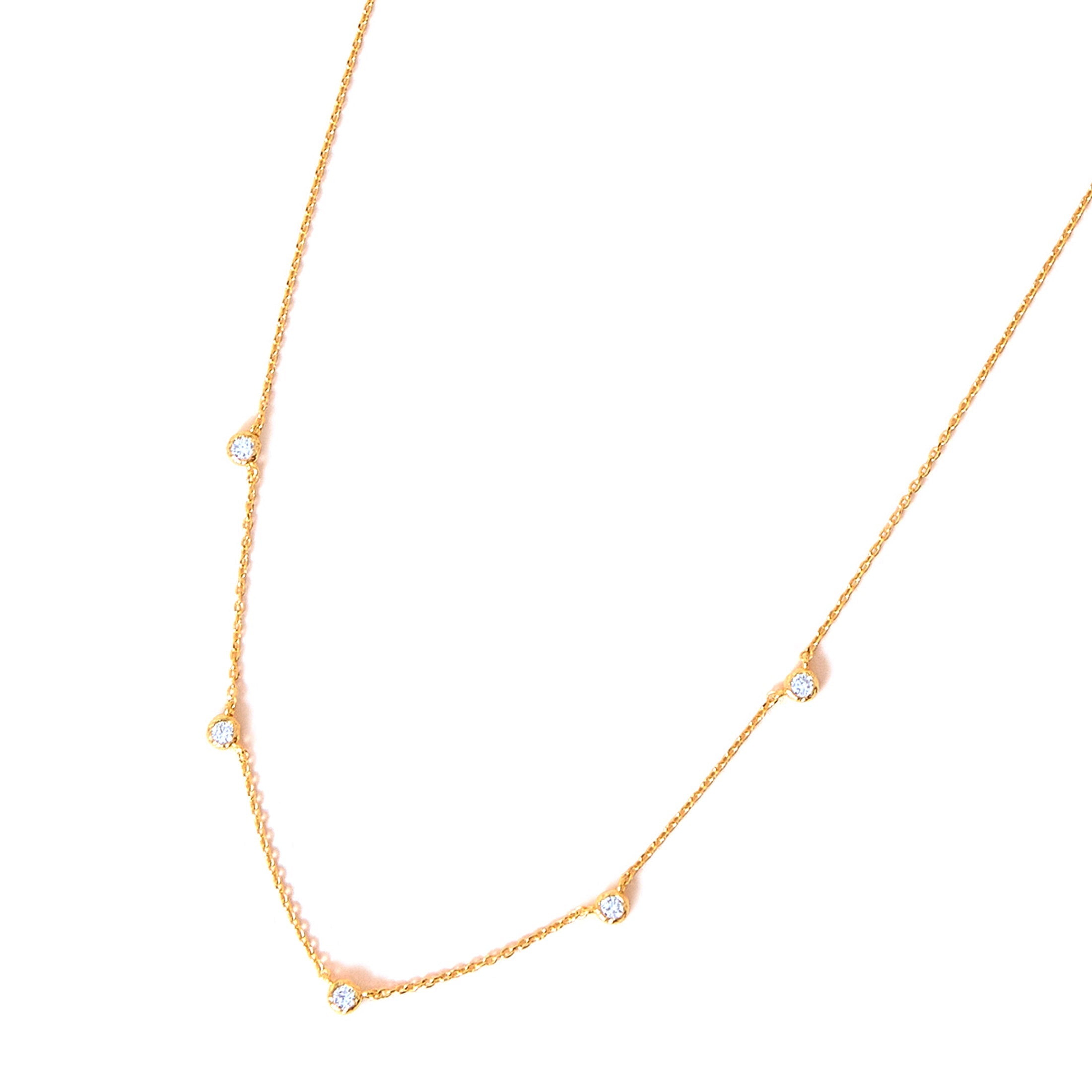 Real Gold Plated Z Organic Sparkle Station Necklace