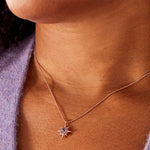 Real Gold Plated Z Rose Gold Sparkle Star Purple Pendant Necklace