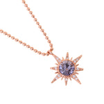 Real Gold Plated Z Rose Gold Sparkle Star Purple Pendant Necklace
