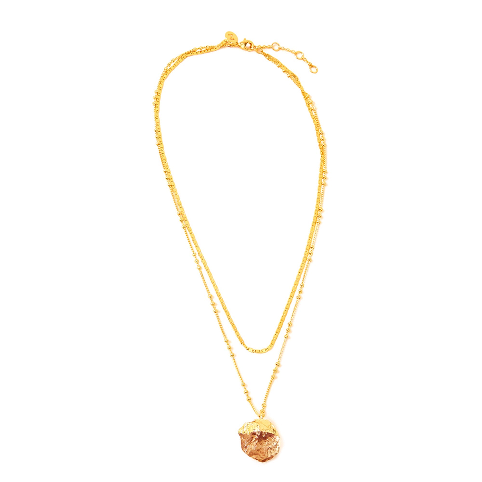 Real Gold Plated Z Layer Rock Crystal Necklace