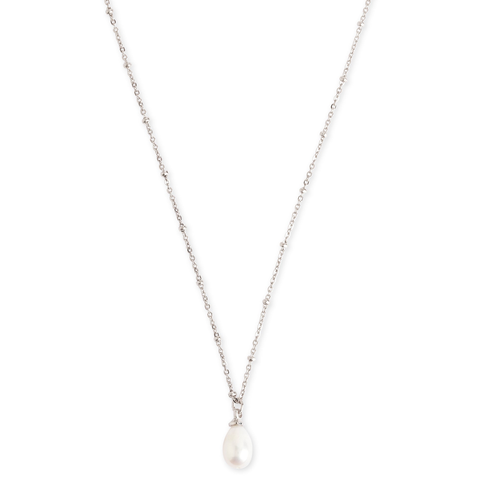 Real Silver Plated Silver Z Irregular Pearl Necklace