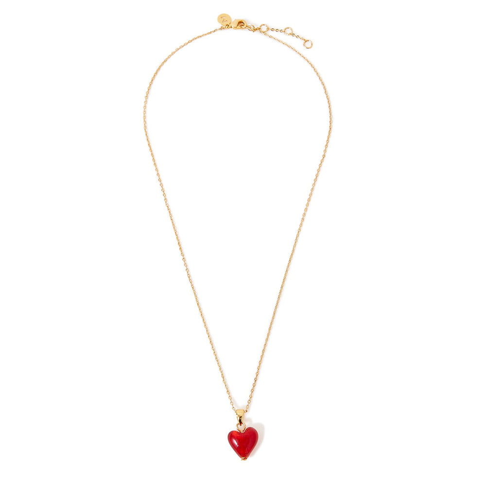 Real Gold Plated Z Murano Red Glass Heart Pendant Necklace