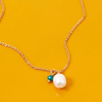 Real Gold Plated Green Z 3 Pearl Green Onyx Pendant Necklace-Healing Stone